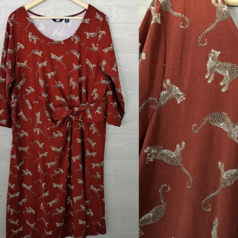 Lands End Leopard Dress Cheetah 1X Plus Cotton Spandex